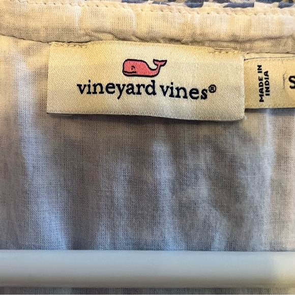 Vineyard Vines - Women's Size S Blue Chevron Fringe Pintuck Sleeveless Dress - Picture 8 of 12